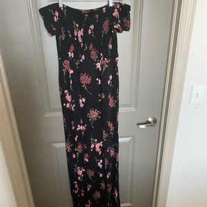Express Black floral maxi dress size M